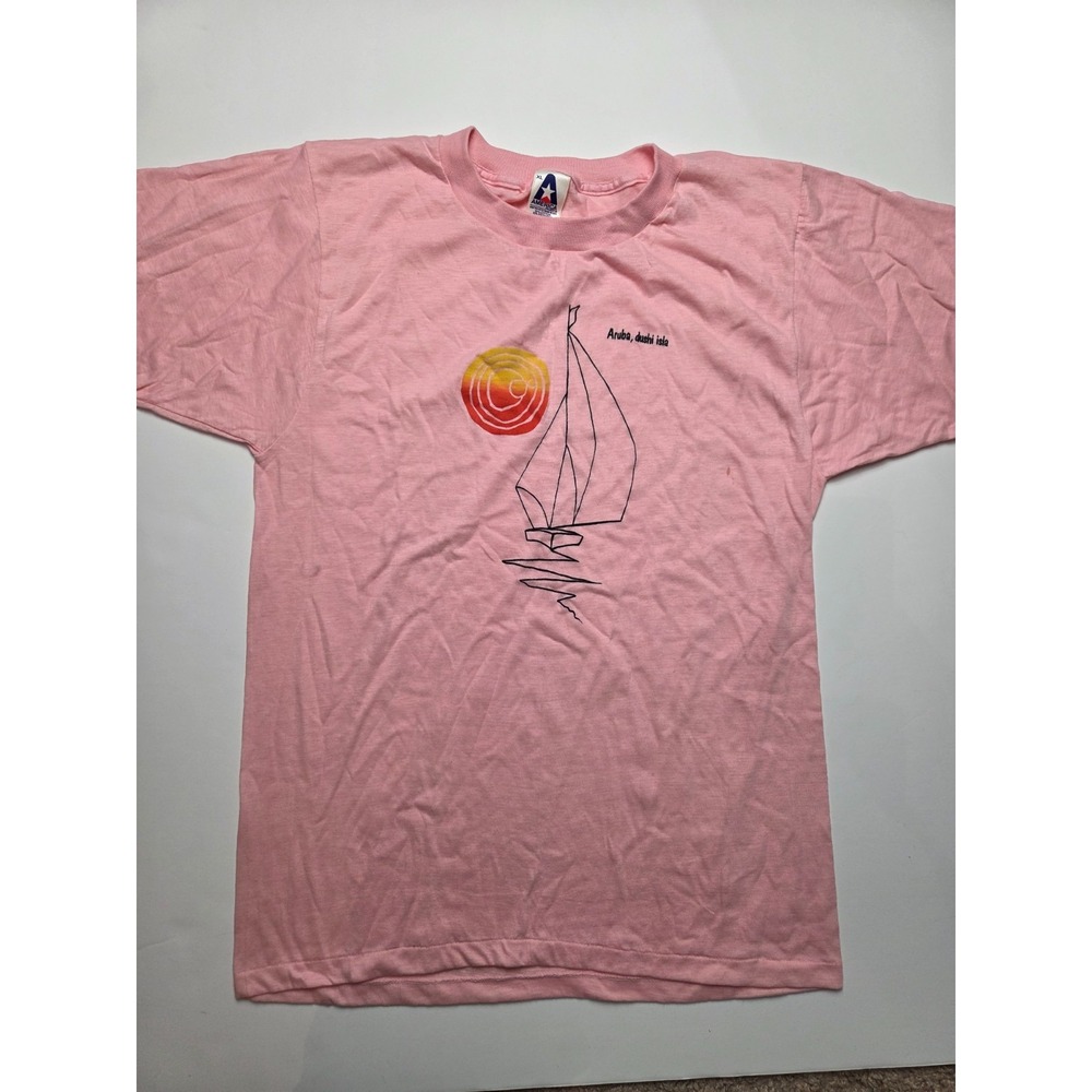 Vintage‎ 80s Aruba, Dushi Isla Sail Boat America Project Women's Tee Size XL